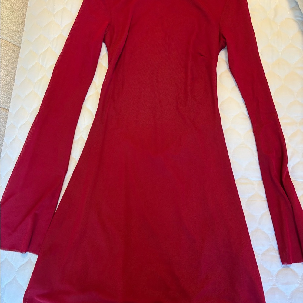 Edikted Bold Red Long Sleeve Dress